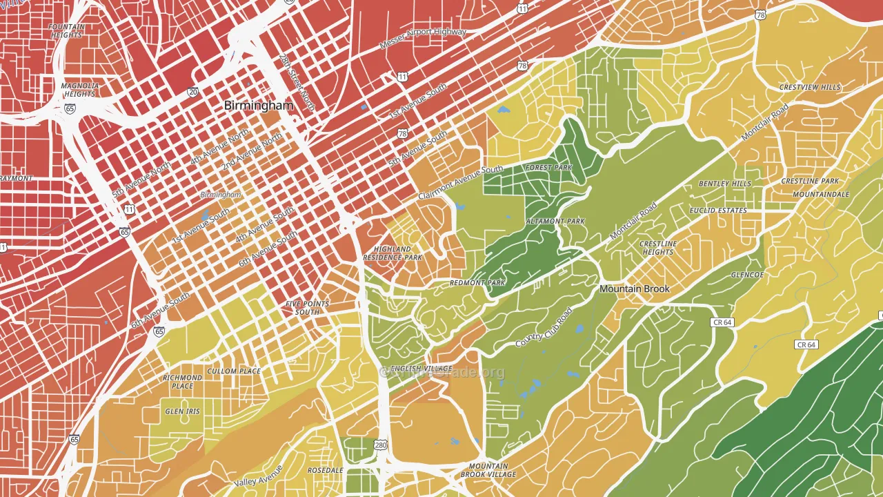Highland Park, Birmingham, AL Map of Murder Rates