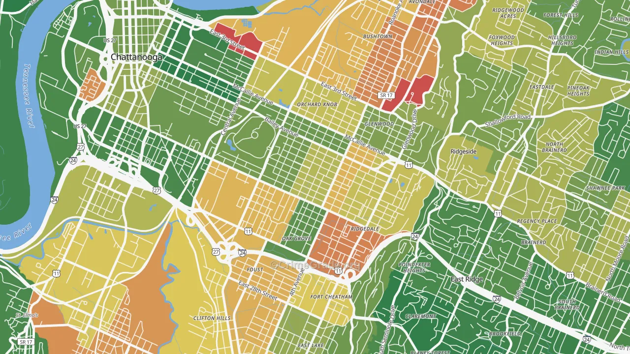 Highland Park, Chattanooga, TN Map of Murder Rates