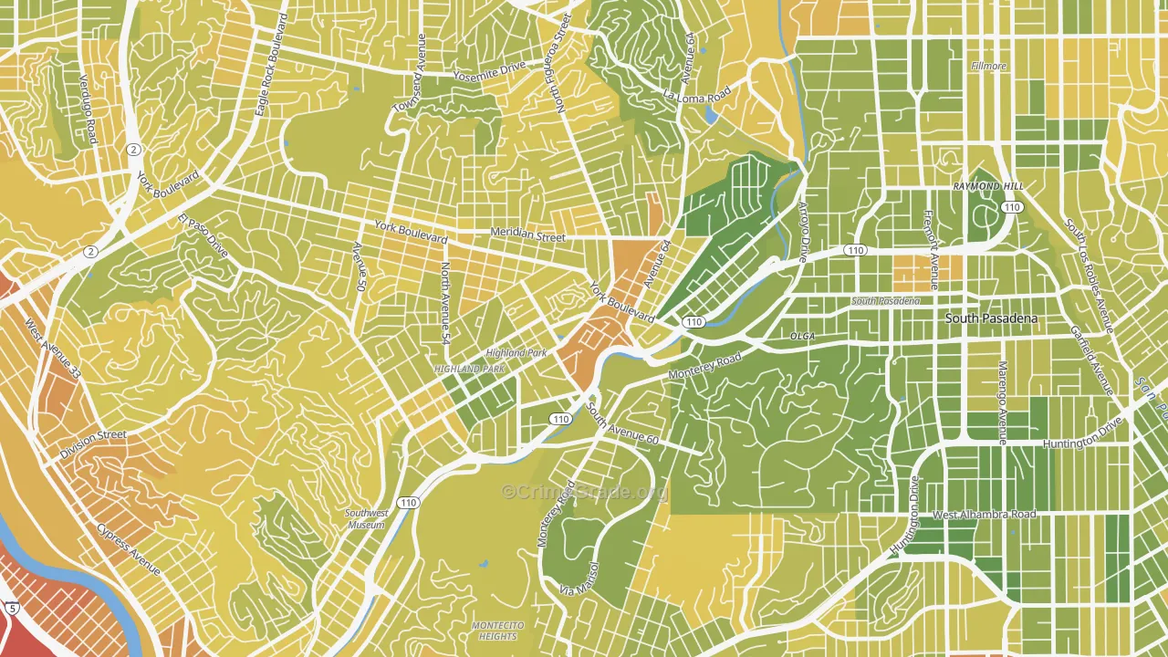 Highland Park, Los Angeles, CA Map of Murder Rates