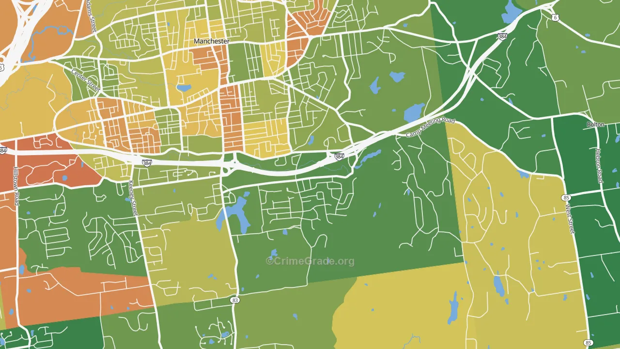 Highland Park, Manchester, CT Map of Murder Rates