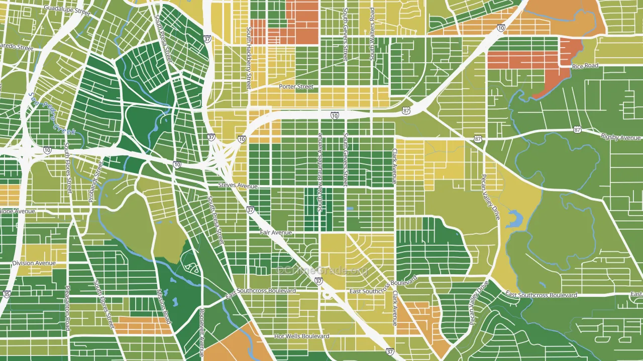 Highland Park, San Antonio, TX Map of Murder Rates