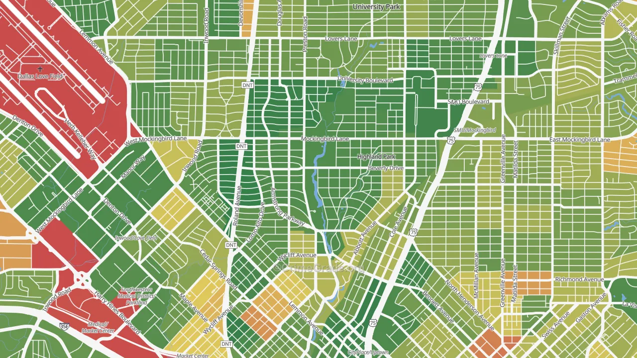 Highland Park, TX Map of Murder Rates