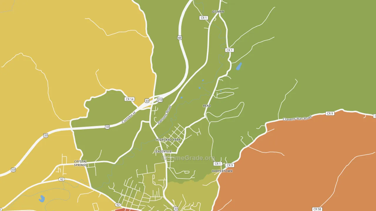 Highland Park, WV Map of Murder Rates