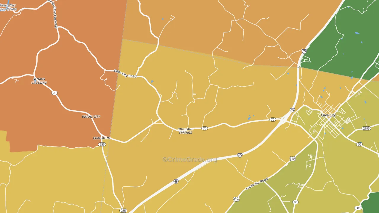 Highland Spring, KY Map of Murder Rates