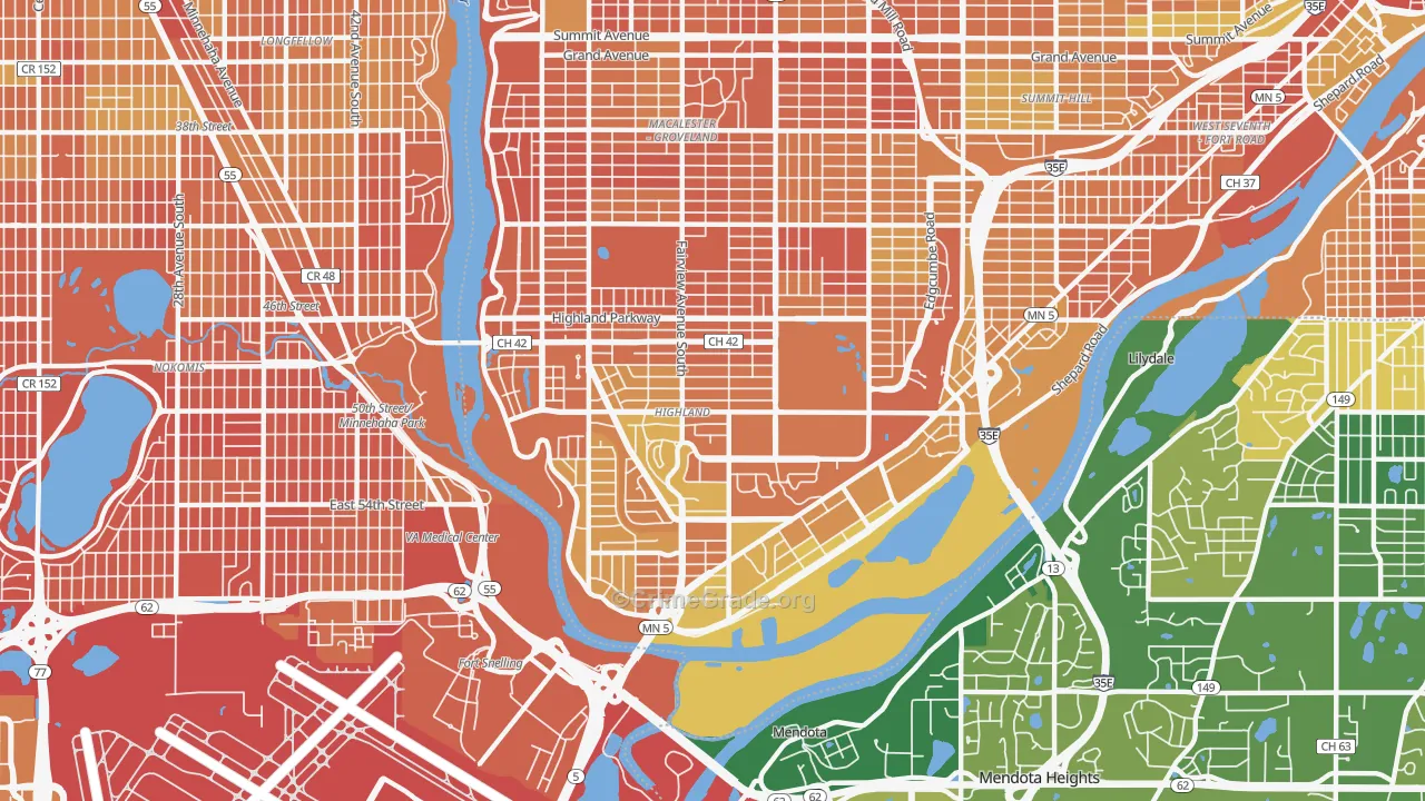 Highland, St. Paul, MN Map of Murder Rates