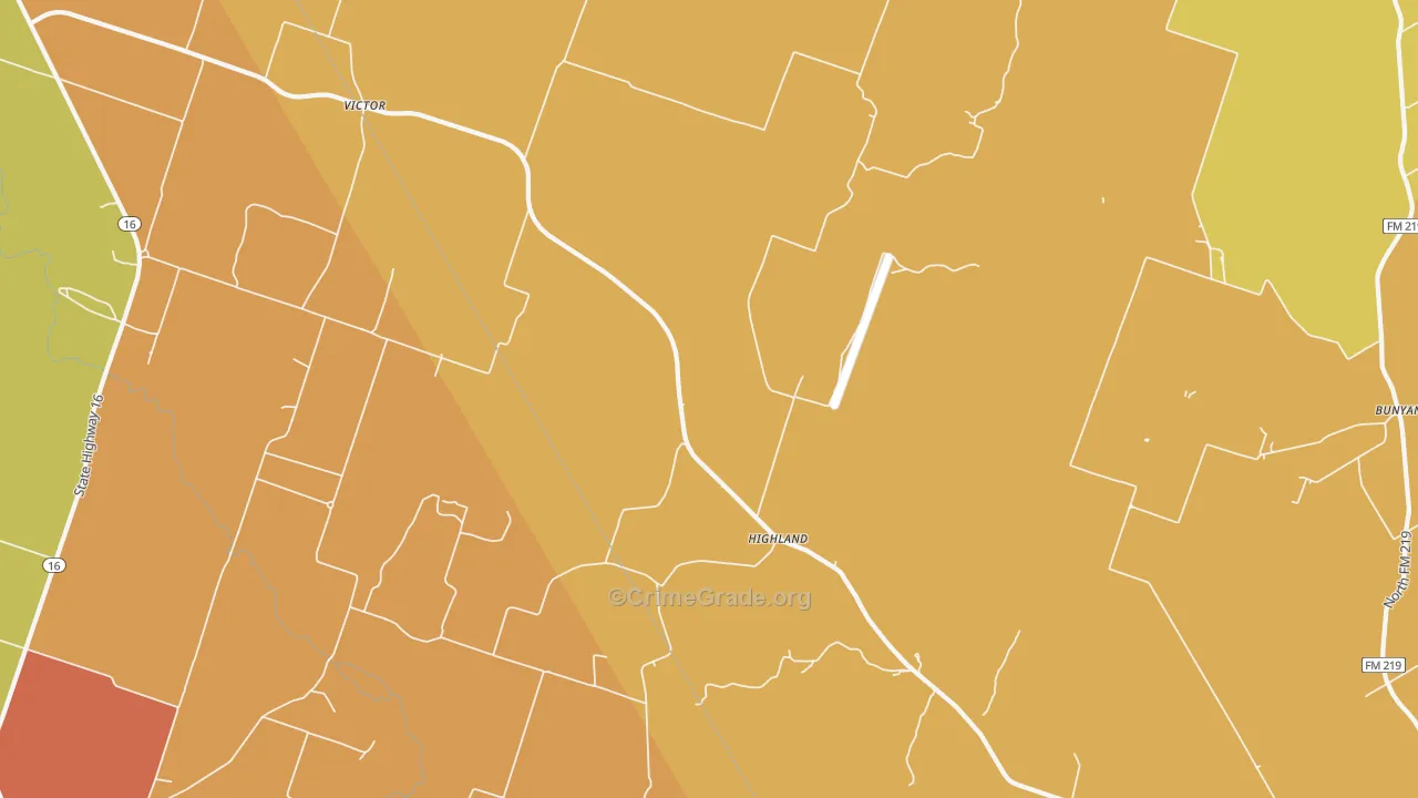 Highland, TX Map of Murder Rates