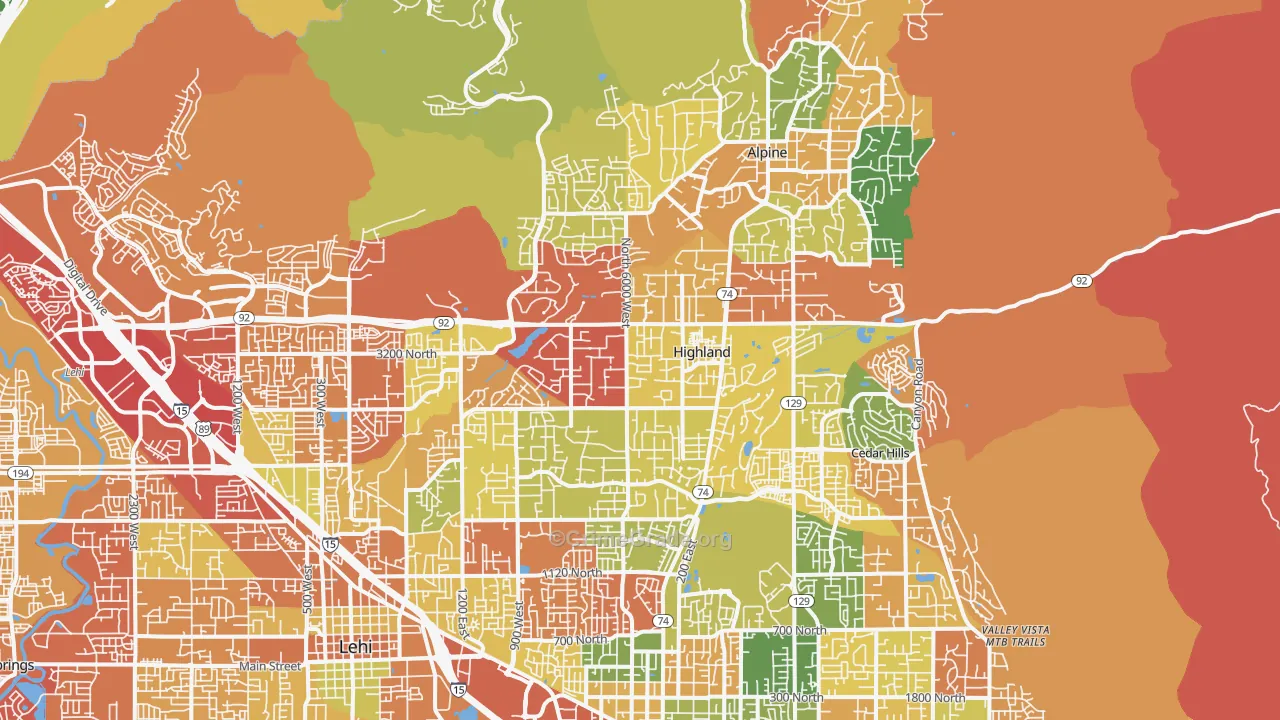 Highland, UT Map of Murder Rates