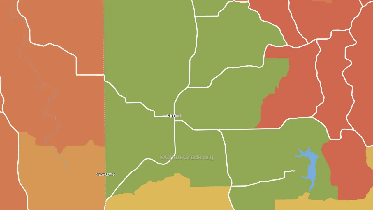 Highland, WI Map of Murder Rates