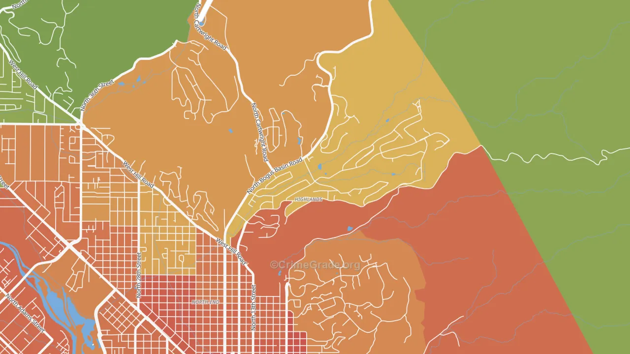 Highlands, Boise, ID Map of Murder Rates