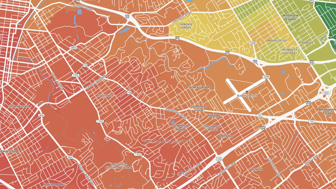 Highlands Douglass, Louisville, KY Map of Murder Rates