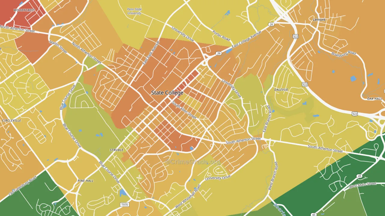 Highlands Historic District, State College, PA Map of Murder Rates