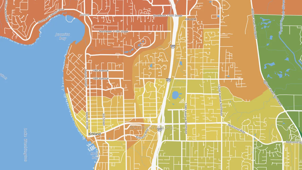 Highlands-Kirkland, Kirkland, WA Map of Murder Rates