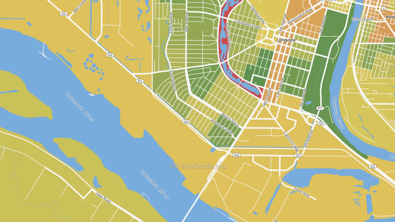 Highlands, Longview, WA Map of Murder Rates