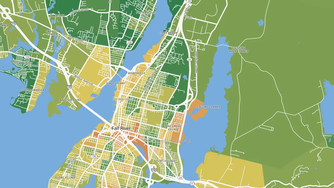 Highlands-Providence, Fall River, MA Map of Murder Rates