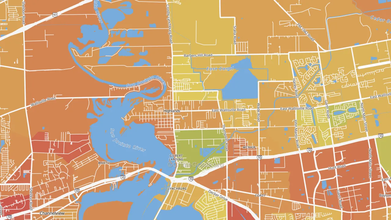 Highlands, TX Map of Murder Rates