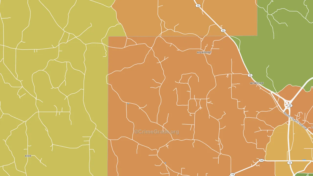 Highpoint, MS Map of Murder Rates