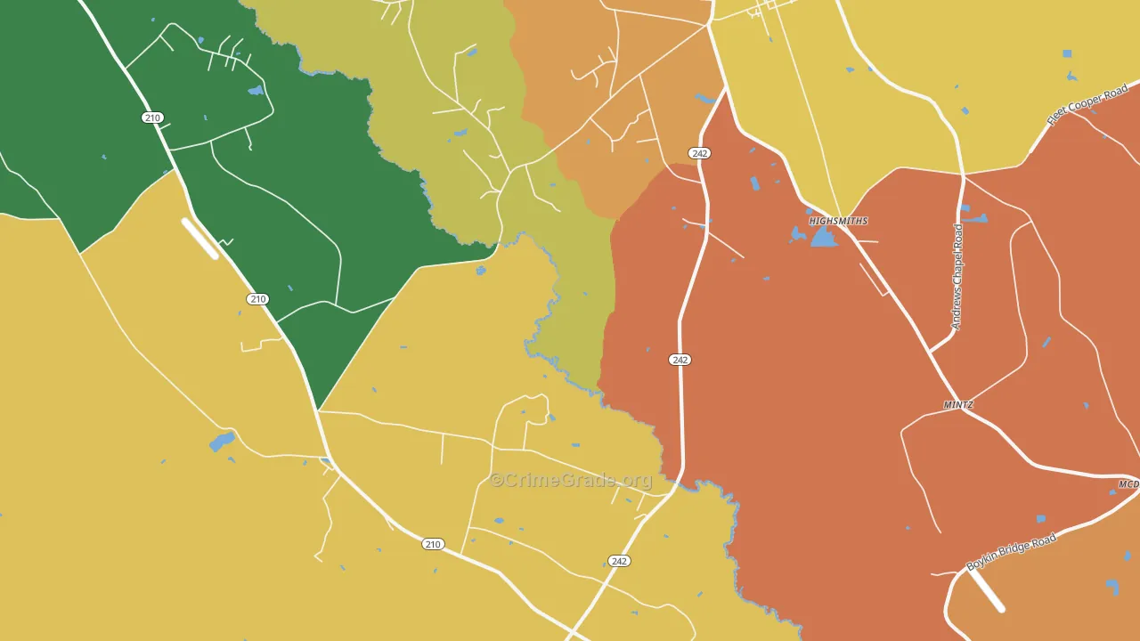 Highsmiths, NC Map of Murder Rates