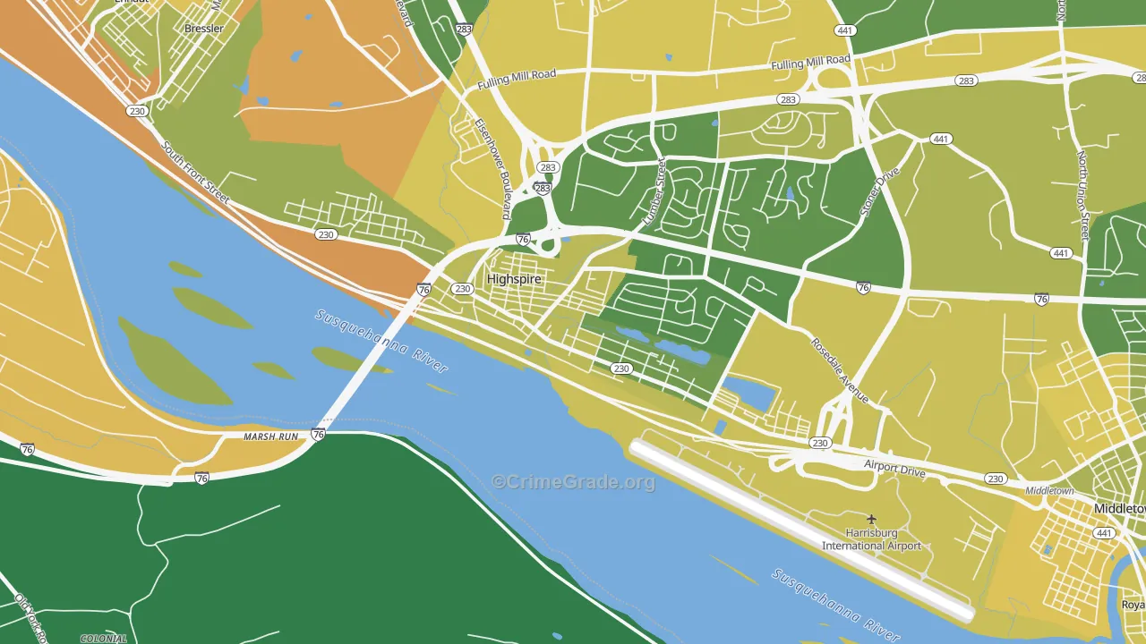 Highspire, PA Map of Murder Rates
