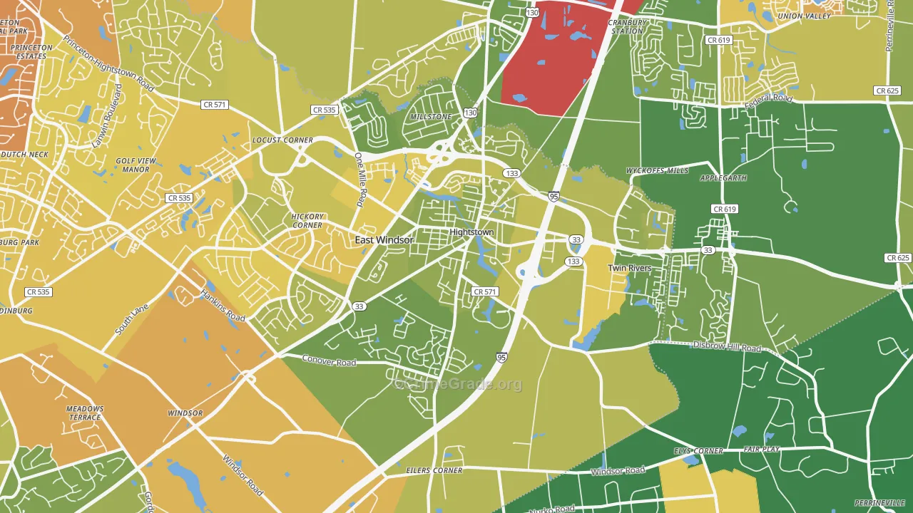 Hightstown, NJ Map of Murder Rates