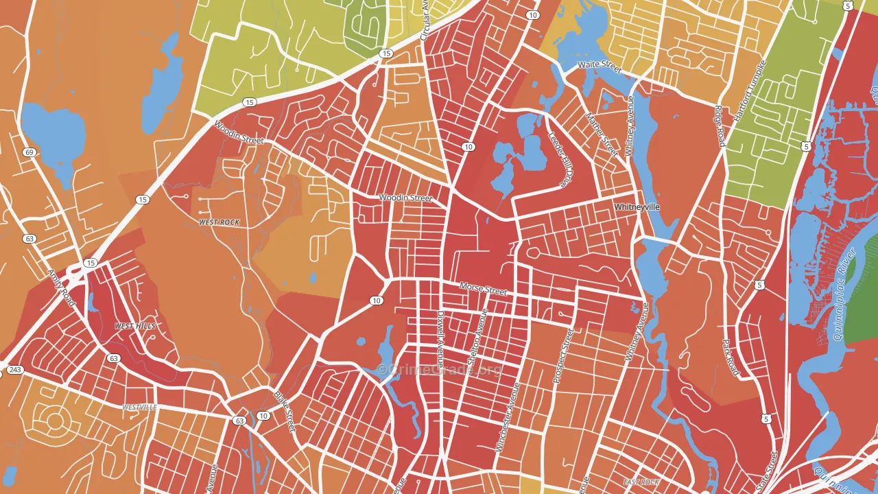 Highwood, Hamden, CT Map of Murder Rates