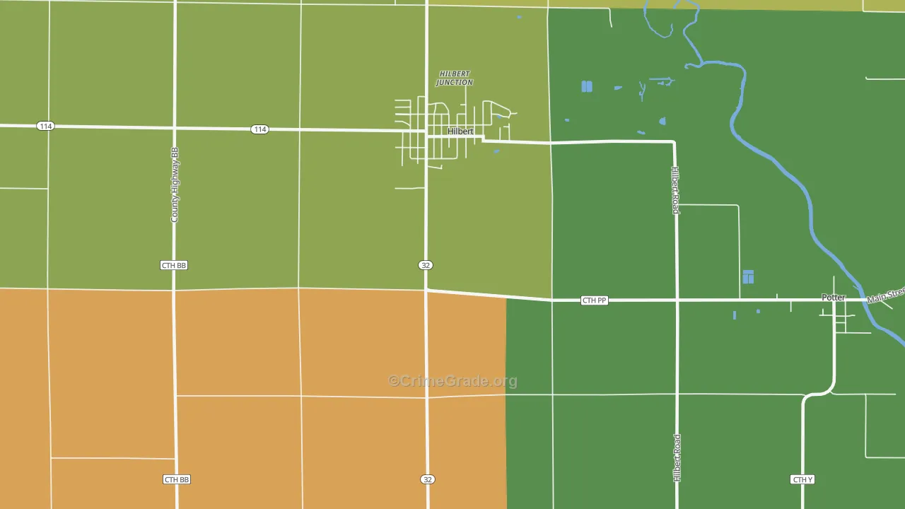 Hilbert Junction, WI Map of Murder Rates