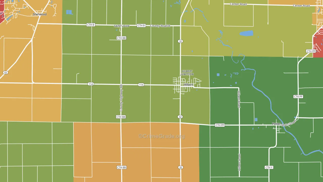 Hilbert, WI Map of Murder Rates
