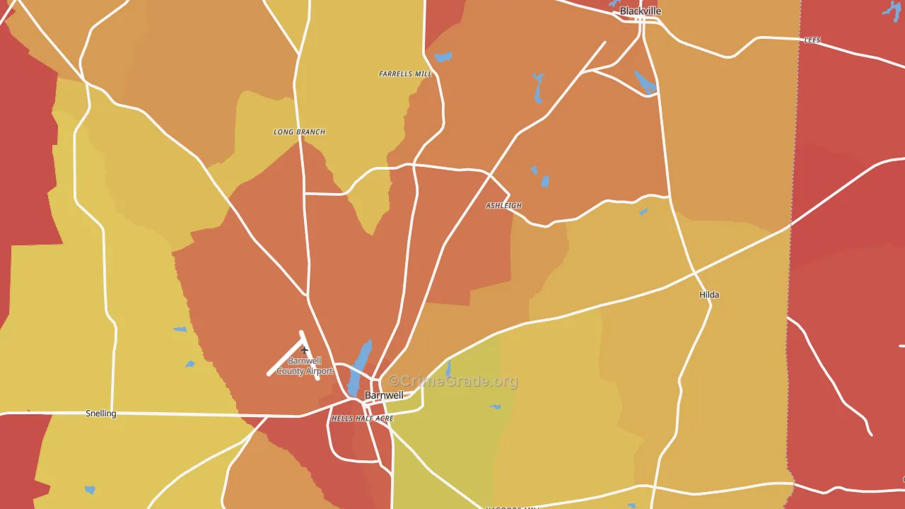 Hilda, SC Map of Murder Rates