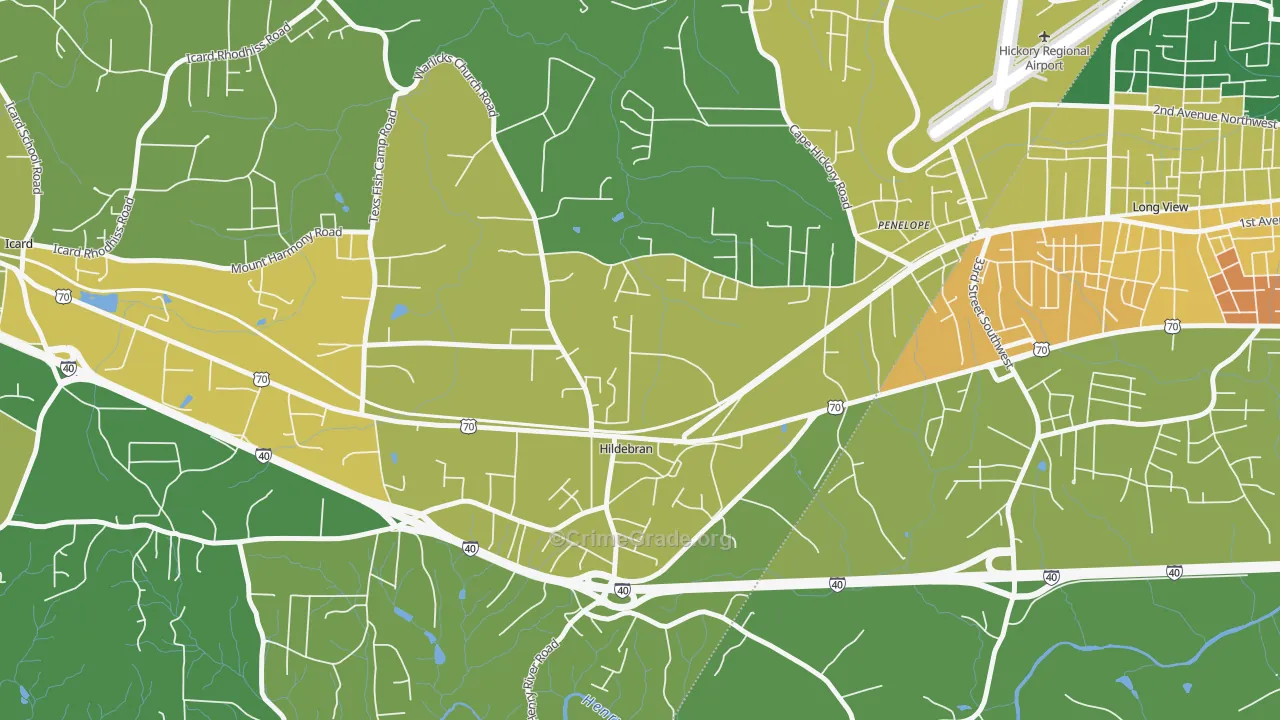 Hildebran, NC Map of Murder Rates