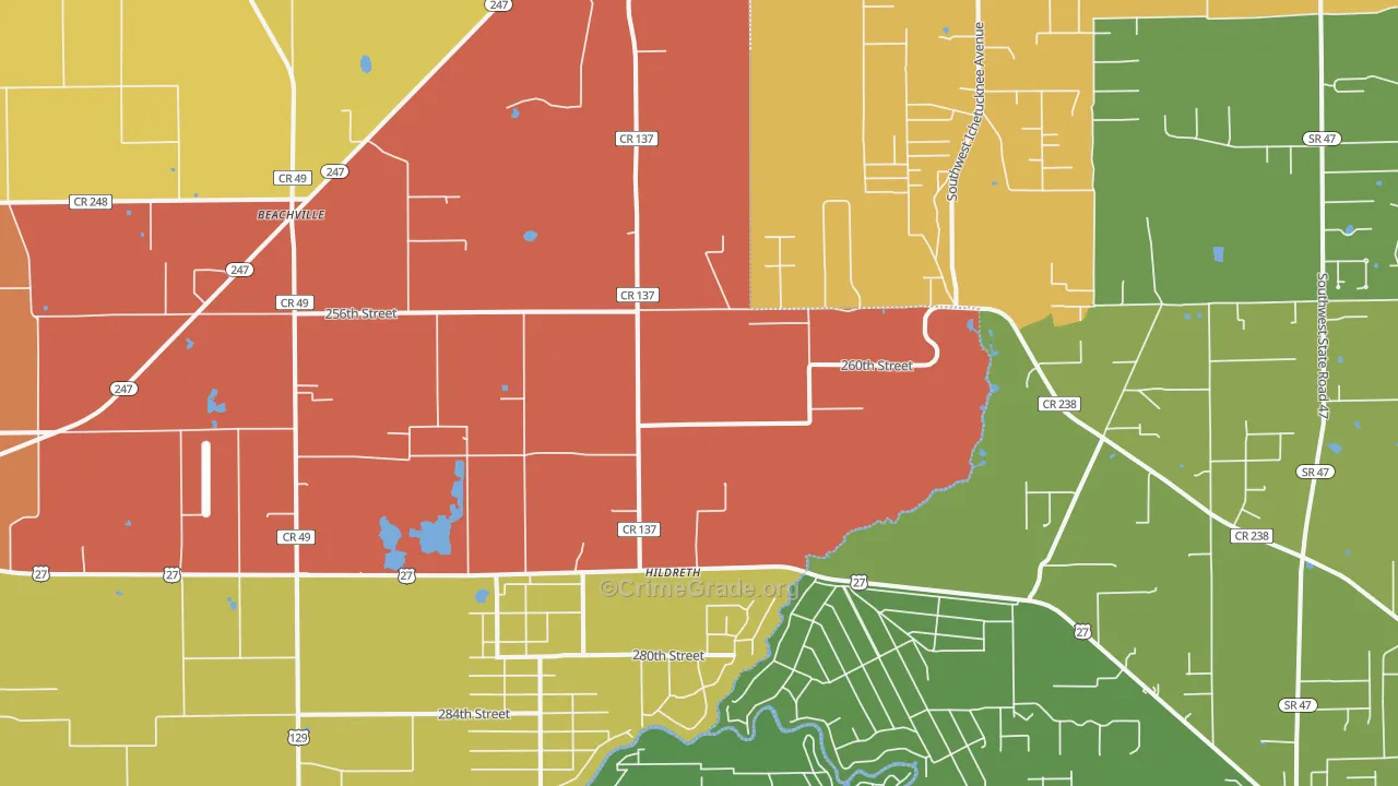 Hildreth, FL Map of Murder Rates
