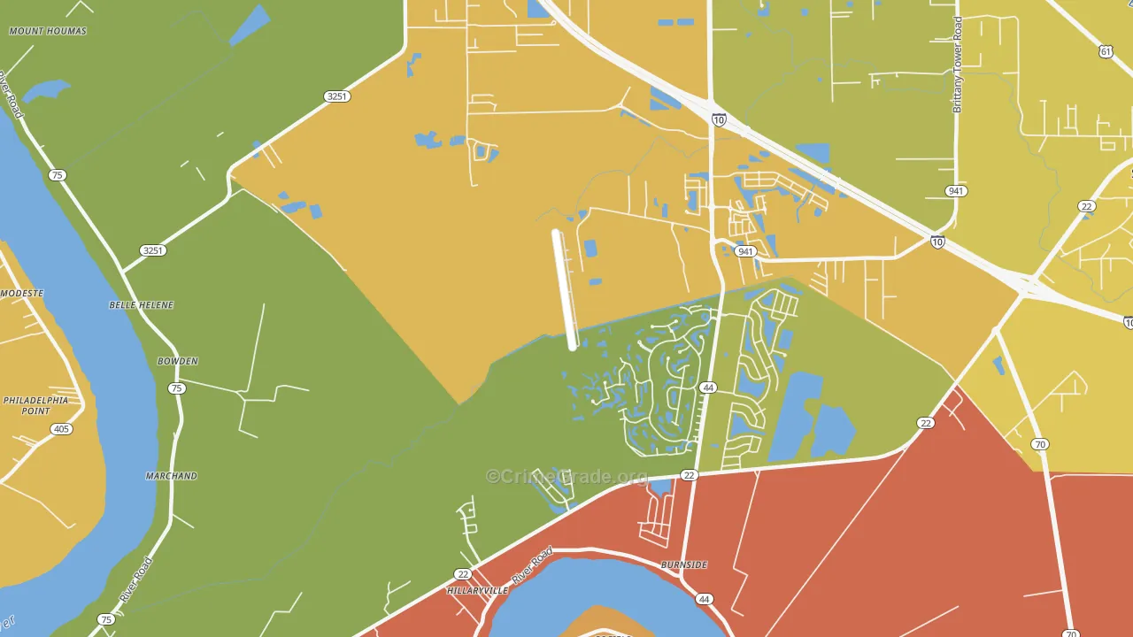 Hillaryville, LA Map of Murder Rates