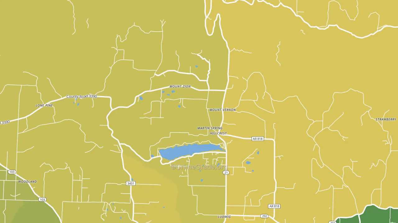 Hillcrest, AR Map of Murder Rates