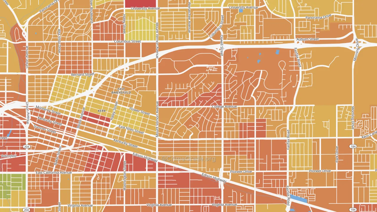 Hillcrest-Bakersfield, Bakersfield, CA Map of Murder Rates