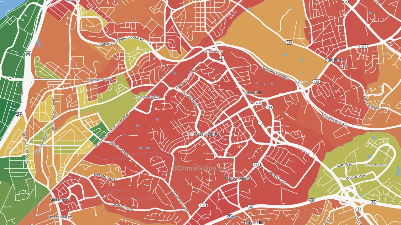 Hillcrest Heights, MD Map of Murder Rates