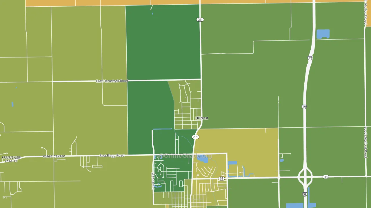 Hillcrest, IL Map of Murder Rates