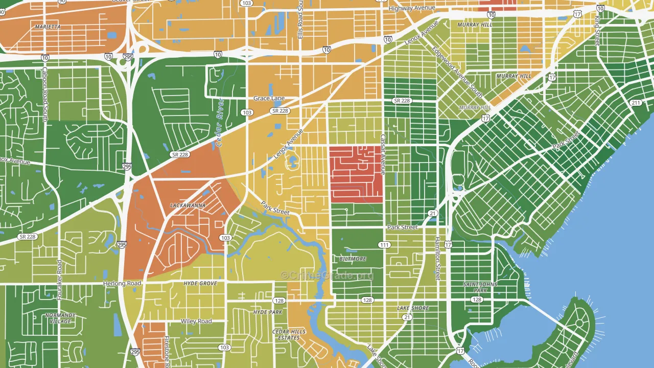 Hillcrest, Jacksonville, FL Map of Murder Rates
