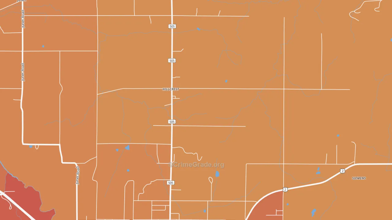 Hillcrest, MI Map of Murder Rates