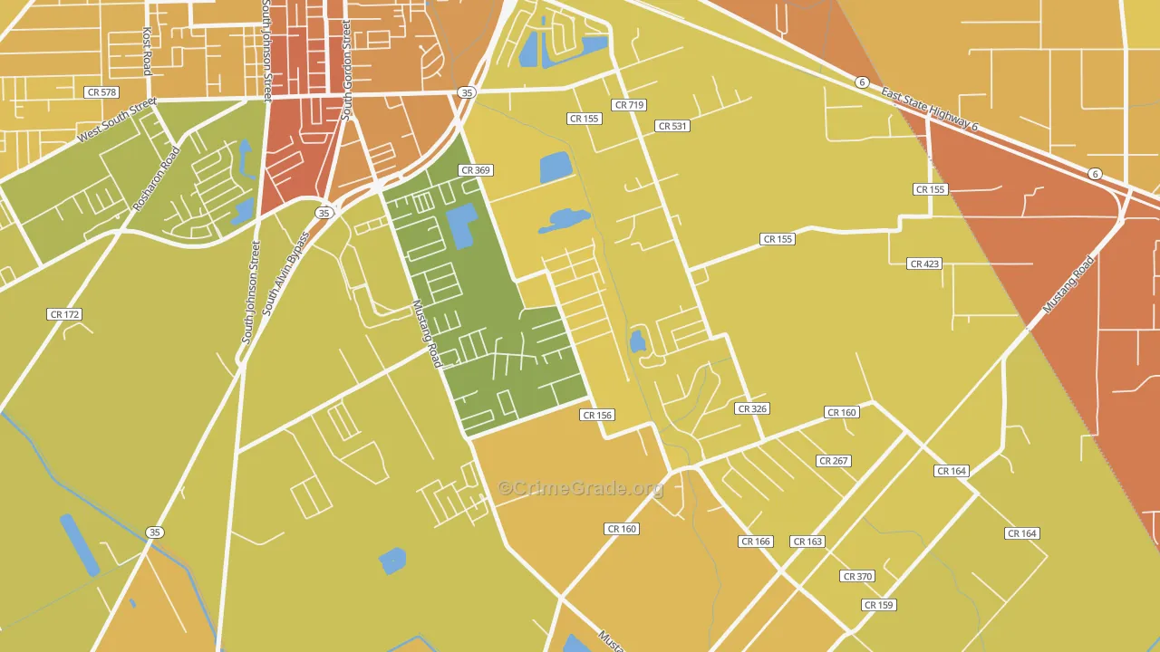 Hillcrest, TX Map of Murder Rates