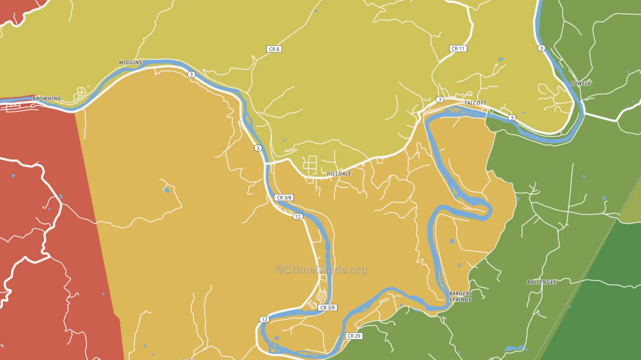 Hilldale, WV Map of Murder Rates