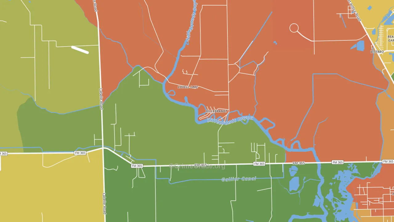 Hillebrandt, TX Map of Murder Rates