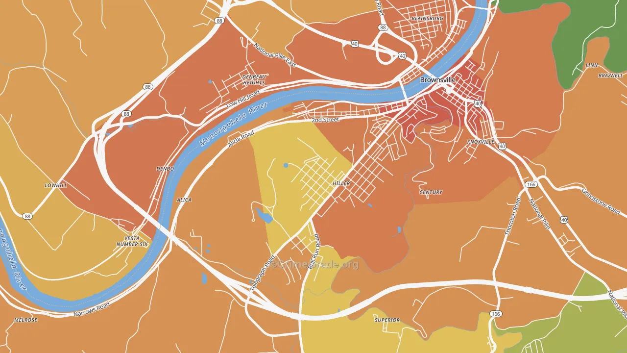 Hiller, PA Map of Murder Rates