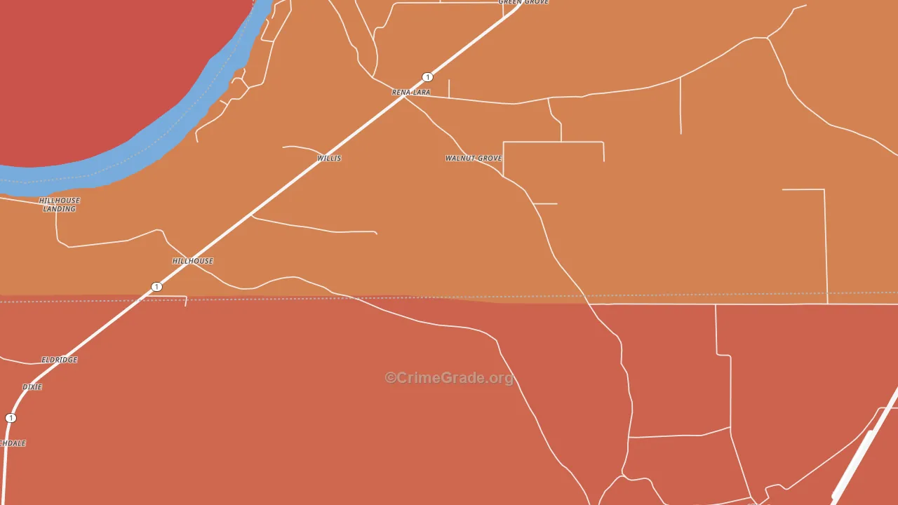 Hillhouse, MS Map of Murder Rates