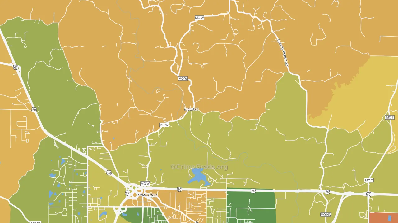 Hilliard, MO Map of Murder Rates