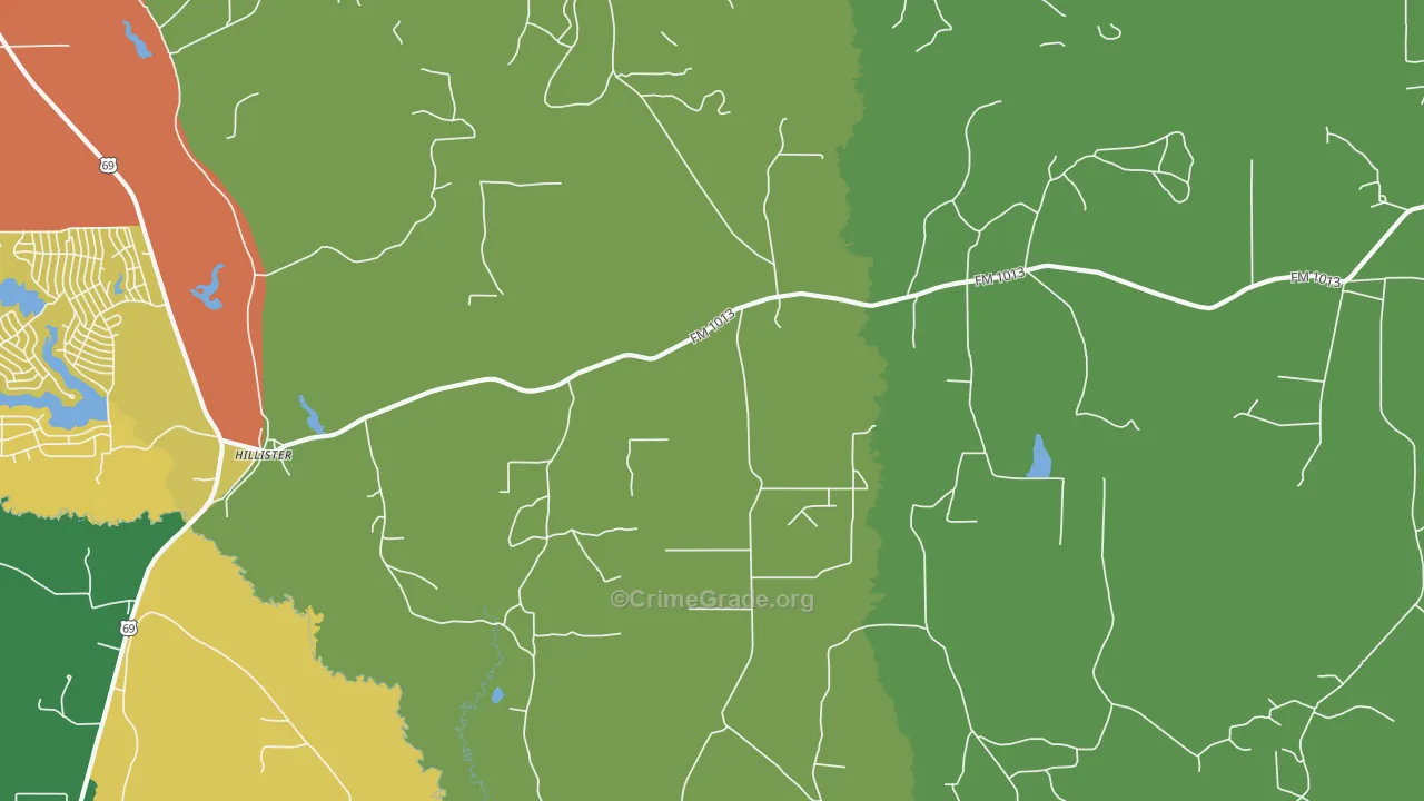 Hillister, TX Map of Murder Rates