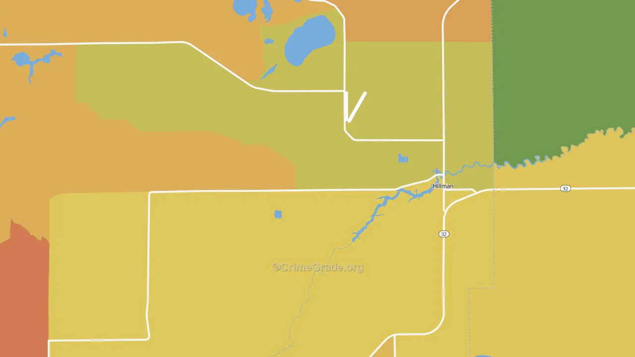 Hillman, MI Map of Murder Rates