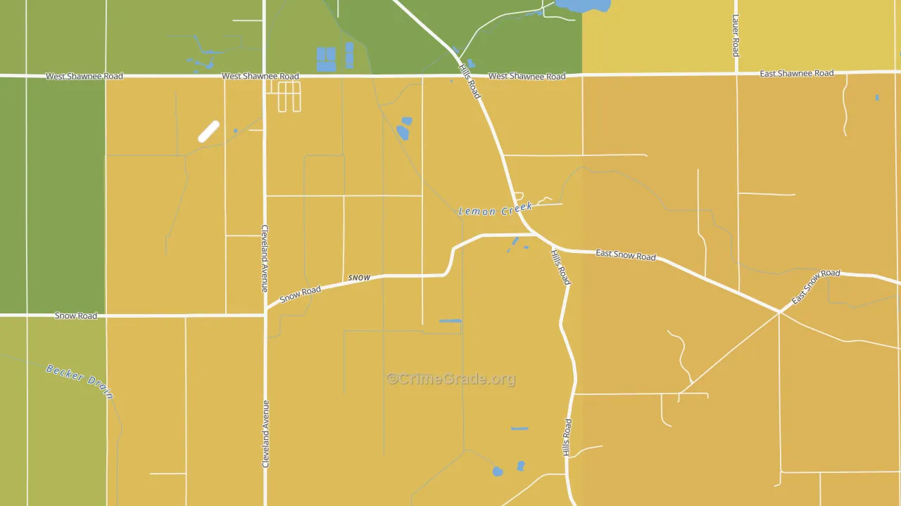 Hills Corners, MI Map of Murder Rates