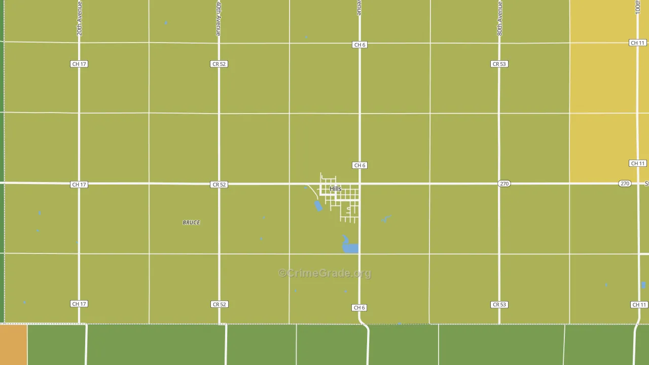 Hills, MN Map of Murder Rates