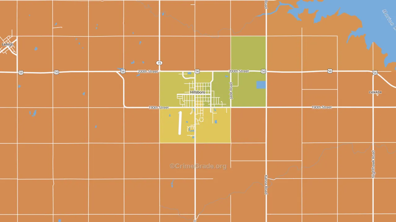 Hillsboro, KS Map of Murder Rates