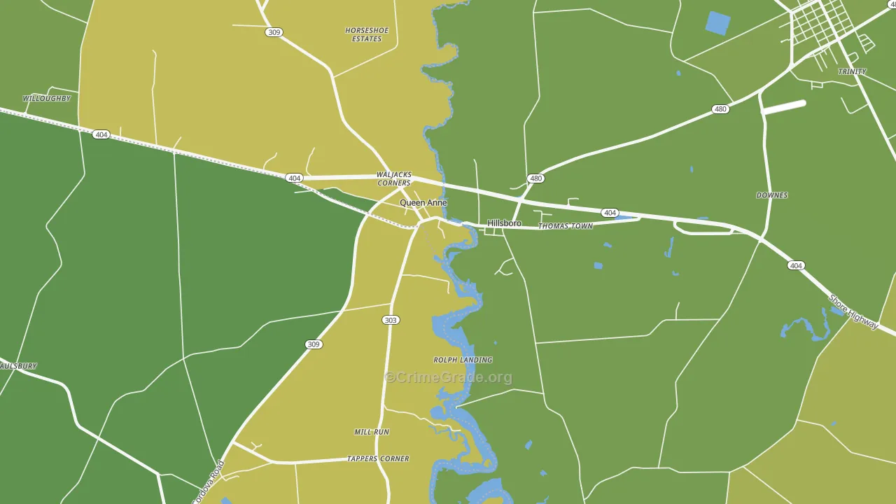 Hillsboro, MD Map of Murder Rates
