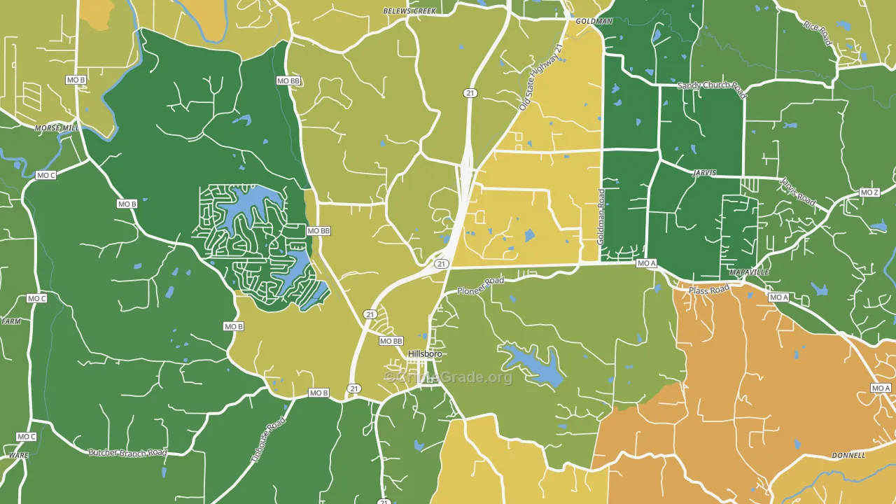 Hillsboro, MO Map of Murder Rates
