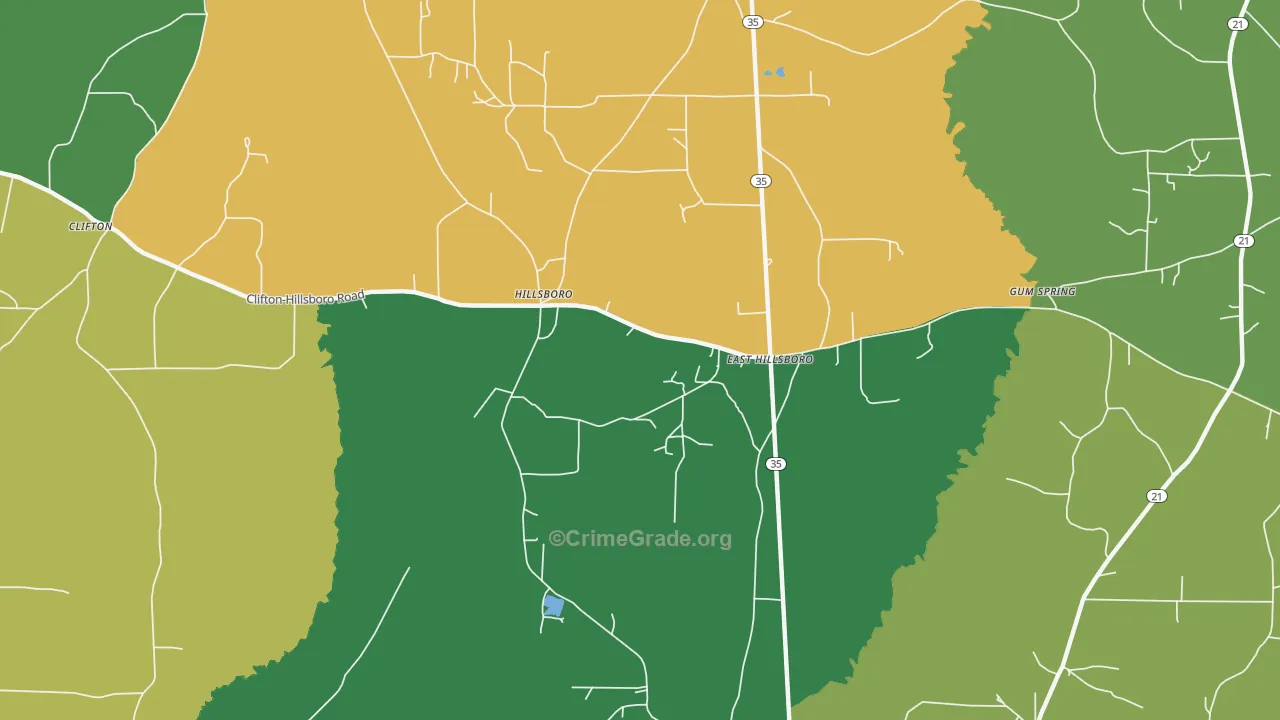 Hillsboro, MS Map of Murder Rates